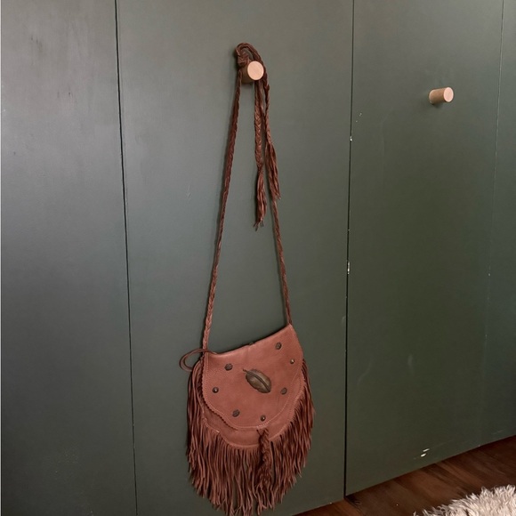 Brown Fringe Leather Boho Bag - Picture 2 of 7